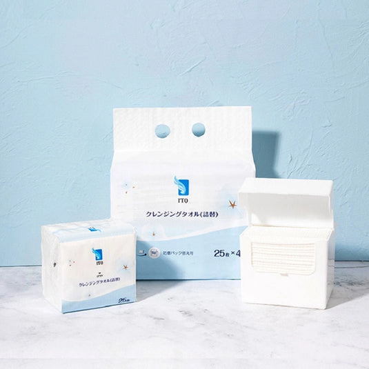 ITO Cleansing Towel – Box Type Refill (Approx. 200 × 200 mm / 25 Sheets × 4 Packs)