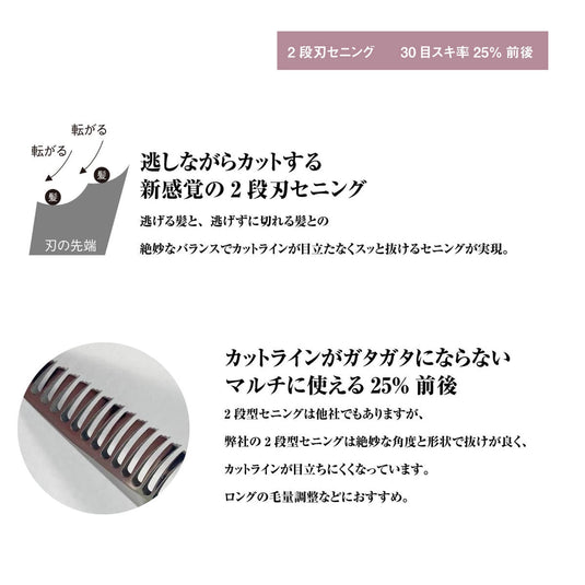 DEEDS GUZ630CT Gold Titanium Thinning Scissors, 30-tooth, 2-stage Blade (6.0 inches, approximately 25% thinning rate)