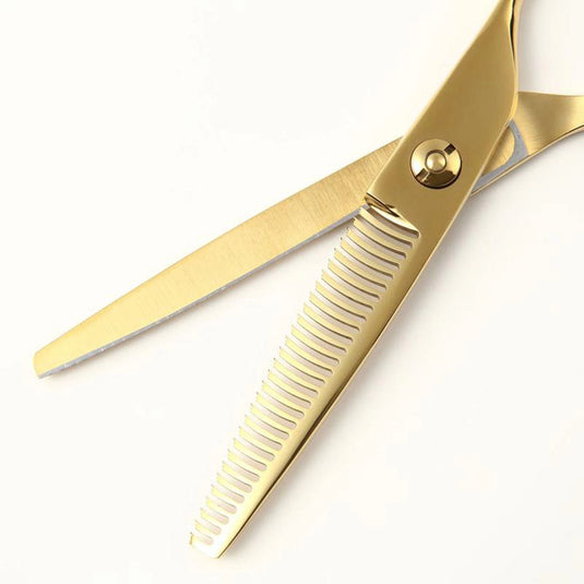 DEEDS GUZ630CT Gold Titanium Thinning Scissors, 30-tooth, 2-stage Blade (6.0 inches, approximately 25% thinning rate)