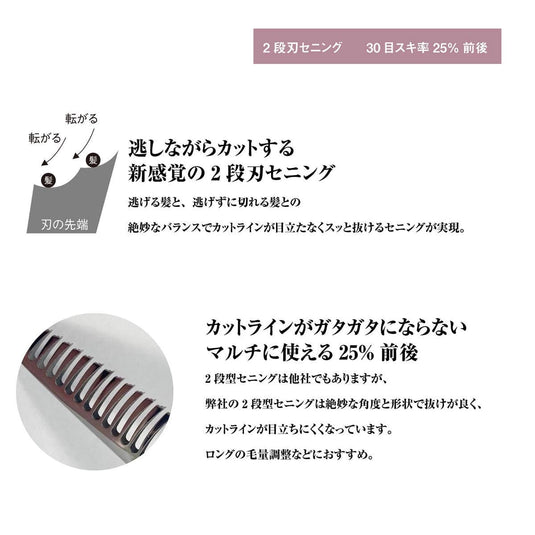 DEEDS GDZ630CT Pink Gold Titanium Thinning Shears, 30-tooth, 2-stage Blade (6.0 inches, approximately 25% thinning rate)