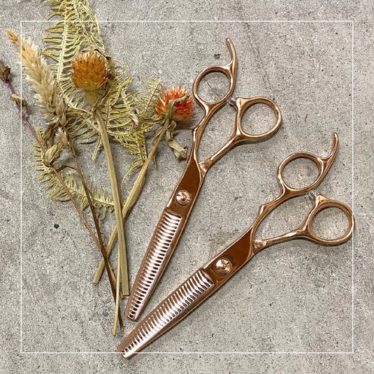 DEEDS GDZ630CT Pink Gold Titanium Thinning Shears, 30-tooth, 2-stage Blade (6.0 inches, approximately 25% thinning rate)