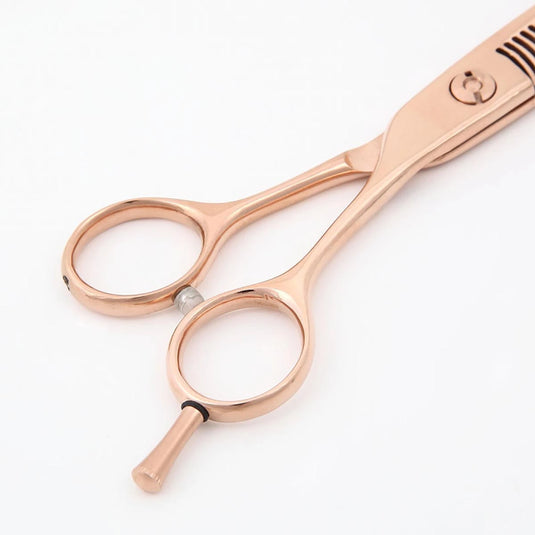 DEEDS GDZ630CT Pink Gold Titanium Thinning Shears, 30-tooth, 2-stage Blade (6.0 inches, approximately 25% thinning rate)
