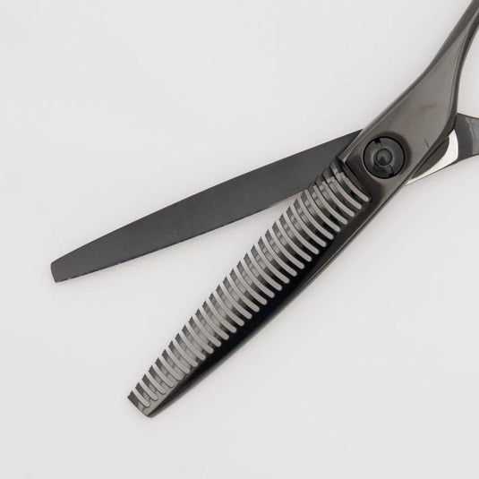 DEEDS GDZ630CT Black Titanium Thinning Scissors, 30-tooth, 2-stage Blade (6.0 inches, approximately 25% thinning rate)