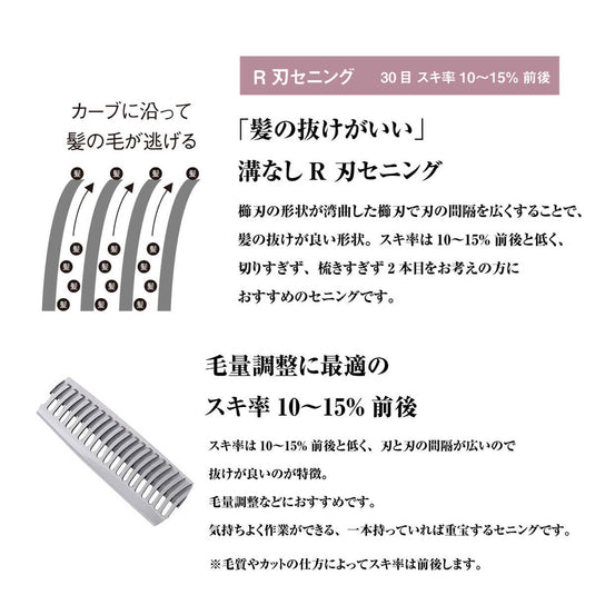 DEEDS GTZ630R Thinning Scissors, 30-tooth R-blade (6.0 inches, thinning rate of approximately 10-15%)