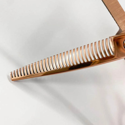 DEEDS GTZ630R Pink Gold Titanium Thinning Shears, 30-tooth, R-blade (6.0 inches, thinning rate of approximately 10-15%)