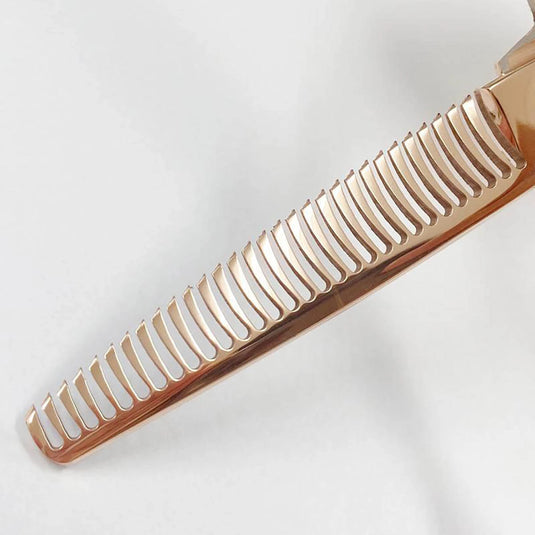 DEEDS GTZ630CT Pink Gold Titanium Thinning Scissors, 30-tooth, 2-stage Blade (6.0 inches, approximately 25% thinning rate)