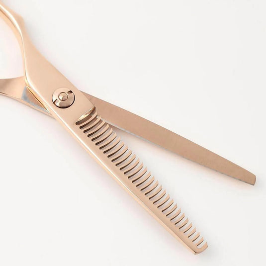 DEEDS GTZL630CT Pink Gold Thinning Shears, Left-Handed, 30-tooth, 2-Stage Blade (6.0 inches, approximately 25% thinning rate)