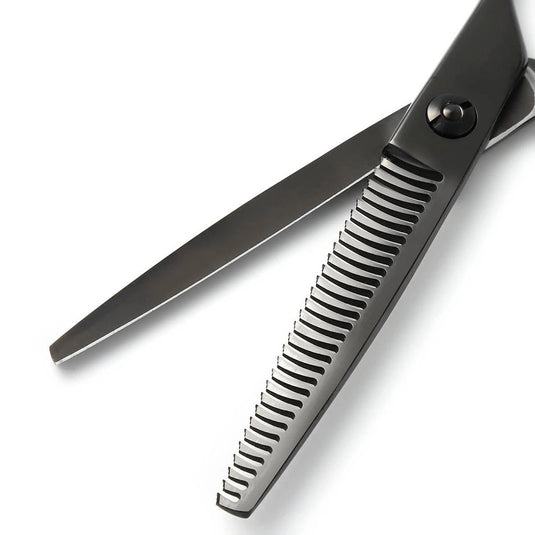DEEDS GTZ630CT Black Titanium Thinning Scissors, 30-tooth, 2-stage Blade (6.0 inches, approximately 25% thinning rate)