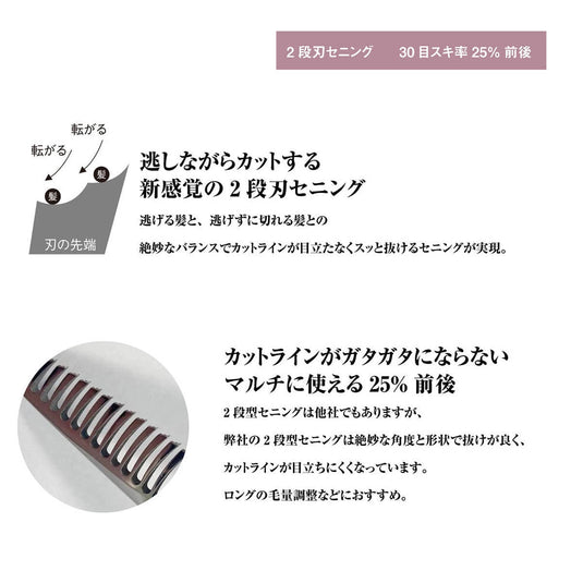 DEEDS GTZ630CT White Thinning Scissors, 30 Teeth, 2-Stage Blade (6.0 inches, Thinning Rate: Approximately 25%)