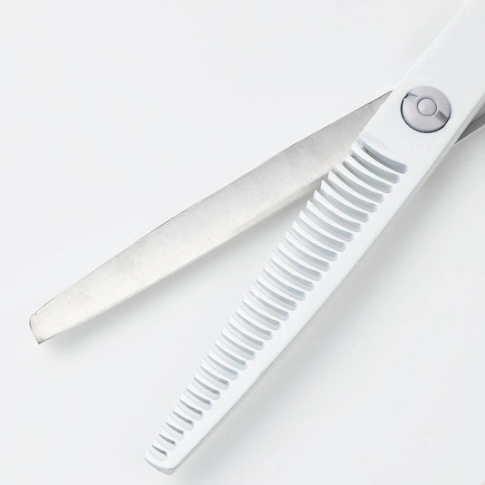 DEEDS GTZ630CT White Thinning Scissors, 30 Teeth, 2-Stage Blade (6.0 inches, Thinning Rate: Approximately 25%)