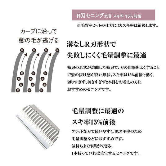 DEEDS XXA635R Thinning Scissors, 35-tooth, No Groove, R-Blade (6.0 inches, Thinning Rate: Approximately 15%)