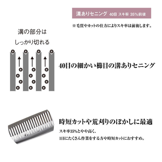 DEEDS XXB640IV Thinning Scissors, 40-tooth, V-Groove, Flat Blade (6.0 inches, Thinning Rate: Approximately 35%)