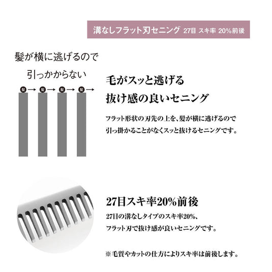 DEEDS XXC527I Thinning Scissors, 27-tooth, Flat Blade (5.5 inches, approximately 20% thinning rate)