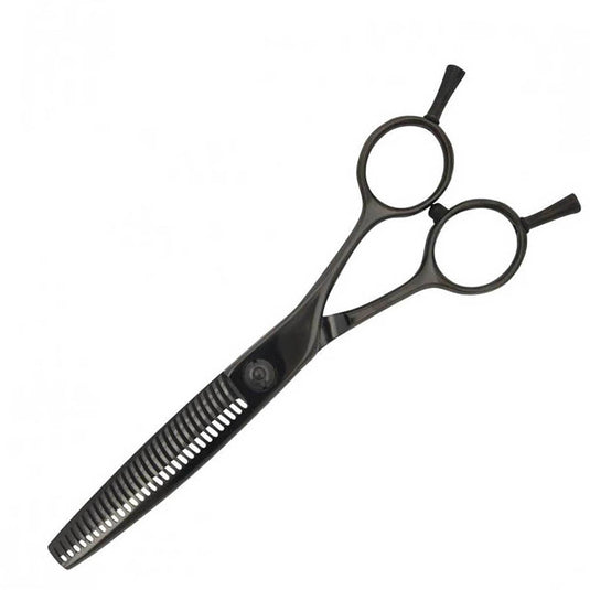 DEEDS GDZ630CT Black Titanium Thinning Scissors, 30-tooth, 2-stage Blade (6.0 inches, approximately 25% thinning rate)