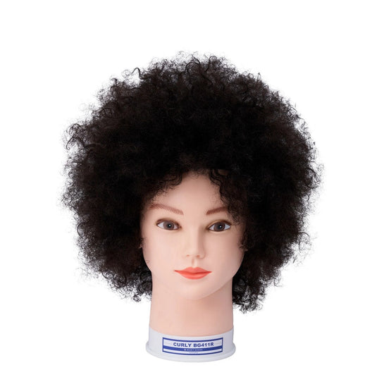 CURLY BG411R Training Wig (Straight/Straightening Training Wig, 100% Human Hair) BEAUTY GARAGE