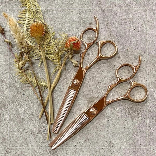 DEEDS GTZ630RA Pink Gold Titanium Thinning Shears, 30-tooth, Flat Blade (6.0 inches, Thinning Rate: Approximately 20-30%)