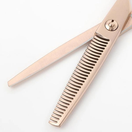 DEEDS GTZ630RA Pink Gold Titanium Thinning Shears, 30-tooth, Flat Blade (6.0 inches, Thinning Rate: Approximately 20-30%)