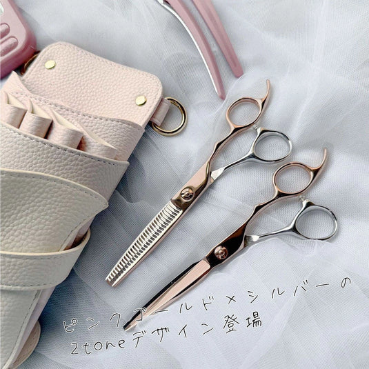 DEEDS GTZ Sword Scissors - Pink Gold Titanium x Silver (6.0 inch, Bi-Color)