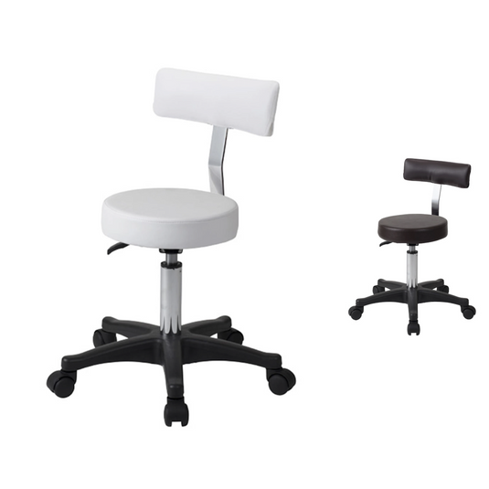 F-843 Stool with Backrest (Easy-Clean Caster Model) - Available in 2 Colors