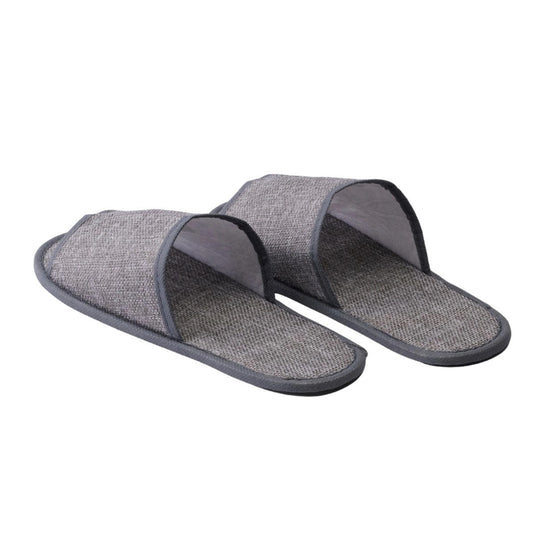 Smooth-Feel Linen Slippers, 15 Pairs (Charcoal)