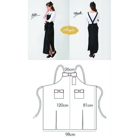 Ribbon Apron Long Black TO-311