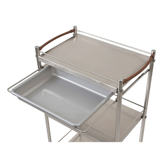 Stainless Steel 4-tier Wagon with slide pad (Made in Japan, pre-assembled)
