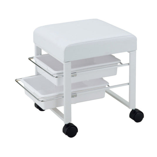 Foot Care Stool (2-Drawer) – White