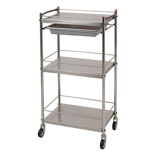 Stainless 4-Tier Wagon with Sliding Pad (Japan-Made / Pre-Assembled)