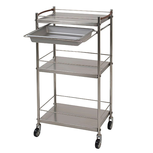 Stainless 4-Tier Wagon with Sliding Pad (Japan-Made / Pre-Assembled)