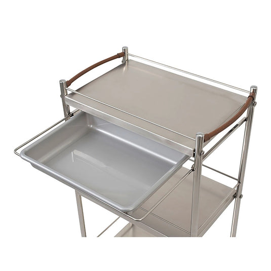 Stainless 4-Tier Wagon with Sliding Pad (Japan-Made / Pre-Assembled)