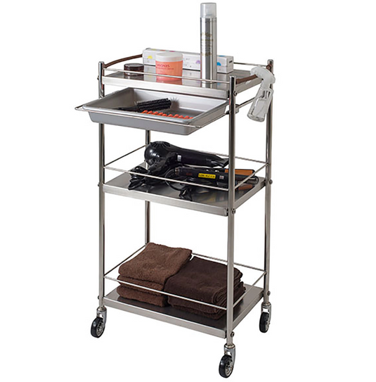Stainless Steel 4-tier Wagon with slide pad (Made in Japan, pre-assembled)