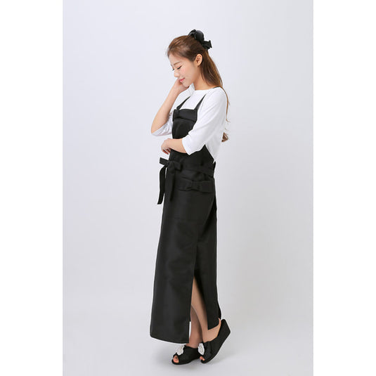 Ribbon Apron Long Black TO-311