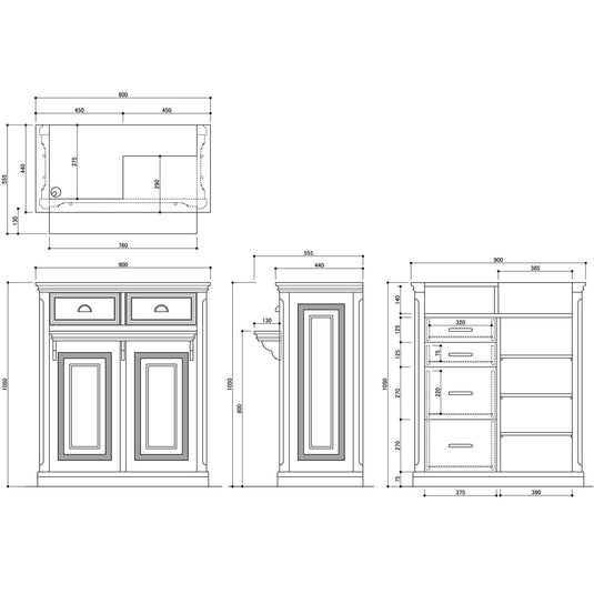Shabby Chic Wooden Antique Register Counter VICTOIRE-900 Antique Brown