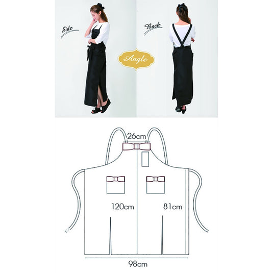 Ribbon Apron Long Black TO-311