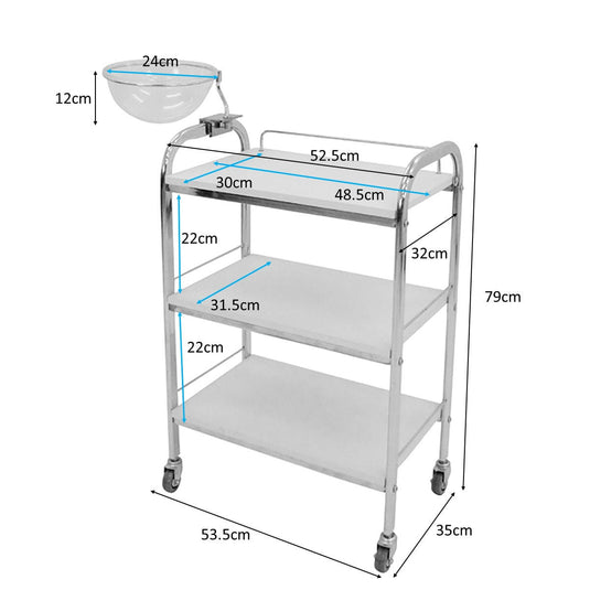 Wide Esthetic Wagon with Bowl (Fully Assembled)