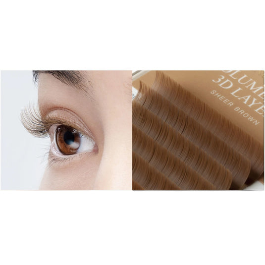 3D Layer Sheer Brown [J Curl Thickness 0.07 Length MIX]