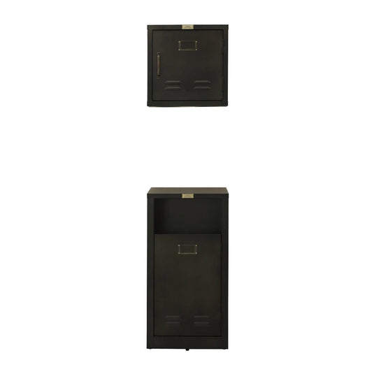 Black Steel Cabinet Upper and Lower Set