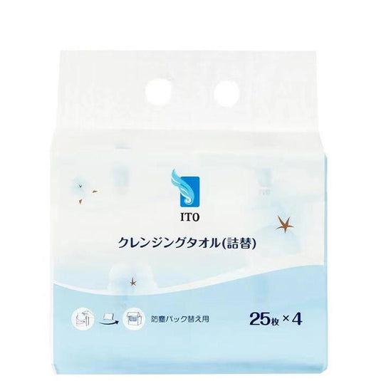 ITO Cleansing Towel – Box Type Refill (Approx. 200 × 200 mm / 25 Sheets × 4 Packs)