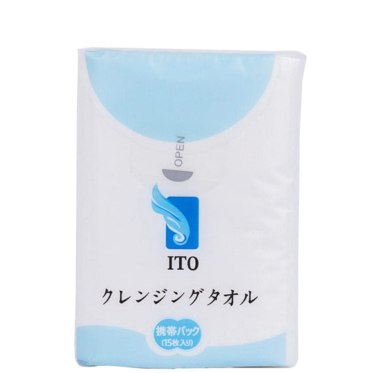 ITO Cleansing Towel Portable Pack (Approx. 200 × 220 mm / 15 Sheets × 10 Packs)