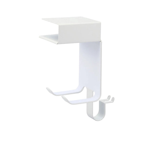 Hanging hair dryer holder with shelf hook