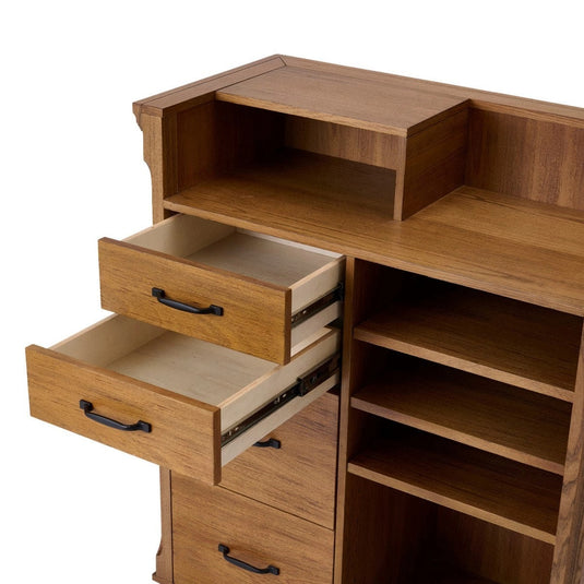 Ash Wood Reception Counter W900 - Natural Wood Grain