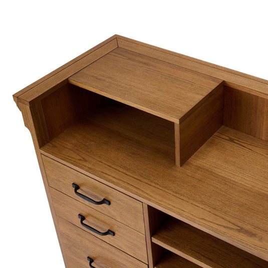 Ash Wood Reception Counter W900 - Natural Wood Grain