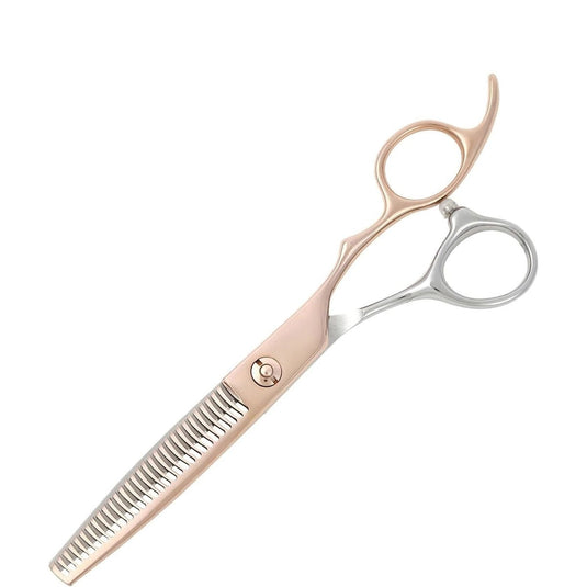 DEEDS GTZ630CCT Pink Gold Titanium x Silver Bicolour Thinning Scissors 30 Teeth 3-Step Blade (6.0 Inch, Approx. 35% Thinning Rate)