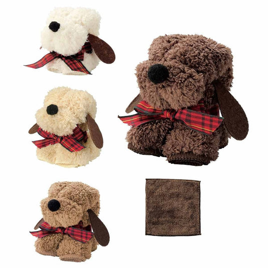 Novelty Fluffy Dog Towel Handkerchiefs - 64 Pieces