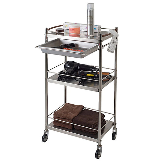 Stainless 4-Tier Wagon with Sliding Pad (Japan-Made / Pre-Assembled)