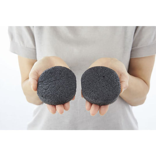 SMART COLLECTION Konjac Sponge Bamboo Charcoal (Black) Excellent sebum adsorption Gentle Care 2 pcs
