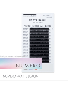 NUMERO Flat Lash J Curl 0.15 thickness 8mm Matte Black