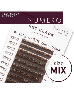 NUMERO Color Matte Flatlash RED BLACK SC-Curl 0.15 MIX 7mm-12mm