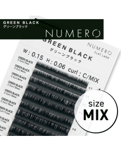 NUMERO Color Matte Flatlash GREEN BLACK J-Curl 0.15 MIX 7mm-12mm