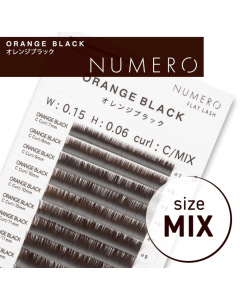 NUMERO Color Matte Flatlash ORANGE BLACK J-Curl 0.15 MIX 7mm-12mm